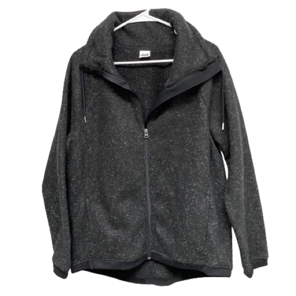 AVIA Mid Weight Fleece Sweat Jacket Size L 12-14 Black Long Sleeve